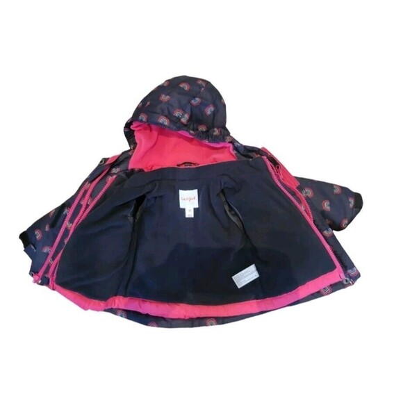 Cat & Jack Hot Pink & Black Rainbow 3 in 1 Jacket Snow Bib Pants set 12mos - Picture 4 of 8